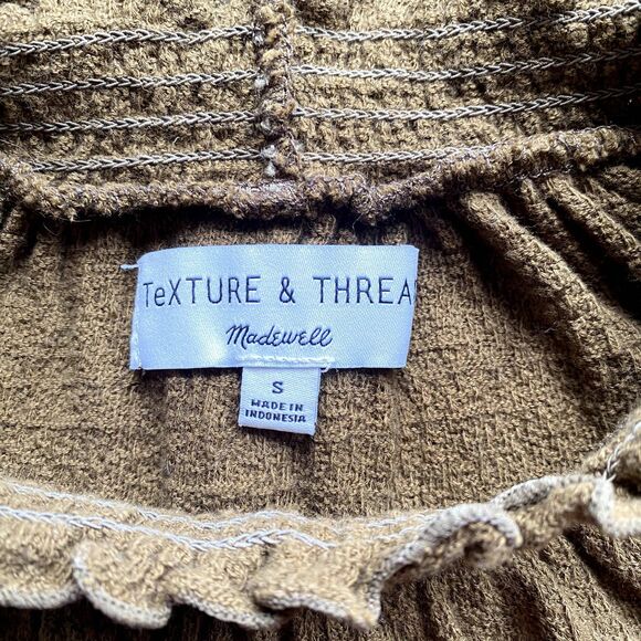 Madewell Texture & Thread Ruffle Mock Neck Top Gauze Olive Green Size Small‎ - Picture 5 of 6